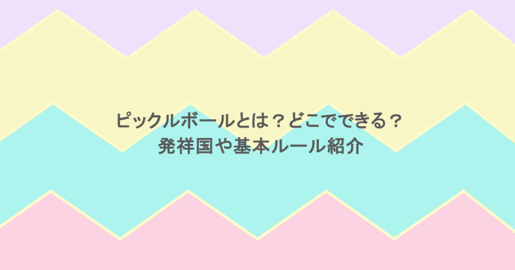 ピックルボールとは？どこでできる？発祥国や基本ルール紹介